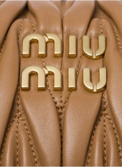 MIU MIU Wander quilted nappa leather hobo Crossbody Shoulder Bag Caramel  - Image 4