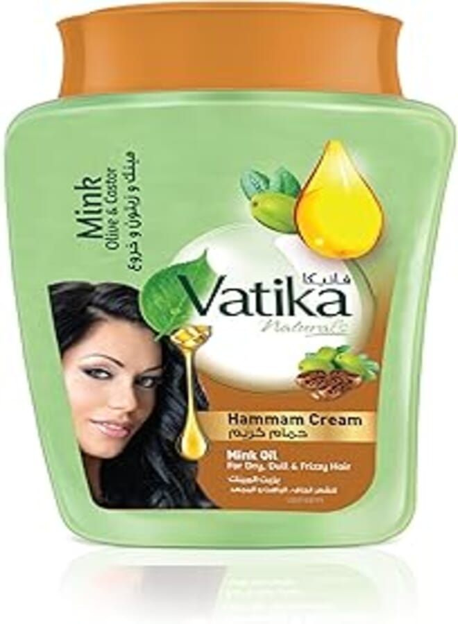 Vatika Naturals Mink Oil Conditioning Hammam Cream 450 gm | With Active Olive + Castor |For Soft, Silky & Moisturized Hair