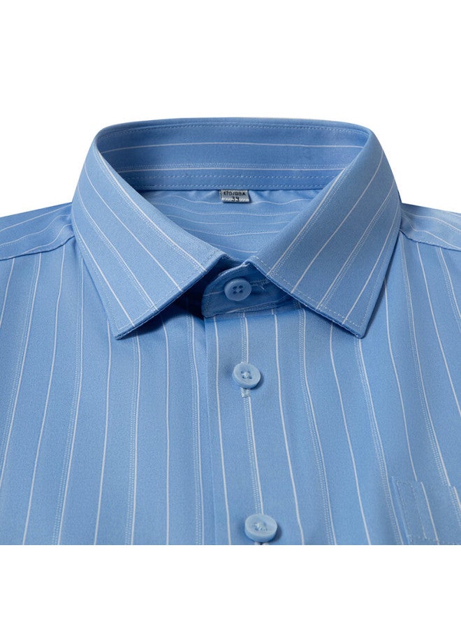 Limeng Men's Easy-care Long-sleeve Shirt, Business Formal Wear, Work Uniform, Plaid Striped Shirt, 2413 42 - Image 2