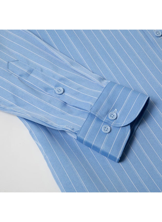 Limeng Men's Easy-care Long-sleeve Shirt, Business Formal Wear, Work Uniform, Plaid Striped Shirt, 2413 42 - Image 3