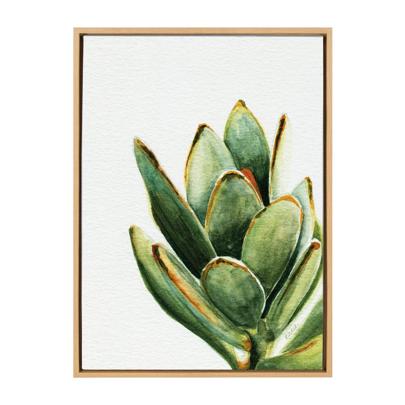 Kate and Laurel Kate and Laurel Sylvie Succulent 18 Framed Canvas by Jennifer Redstreake Geary 23x33 Natural Botanical Art Decor for Living Room Bedroom Entryway 