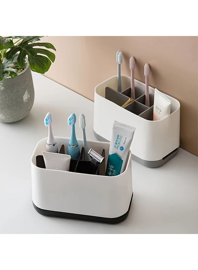 Black Modern Multi Tier Bathroom Storage Rack Detachable Toothbrush Holder - Image 1