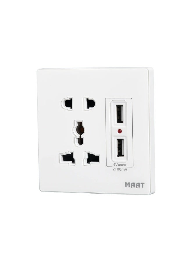 MAAT 2 & 3 Pins Universal 2 USB Switch Socket M8 White 