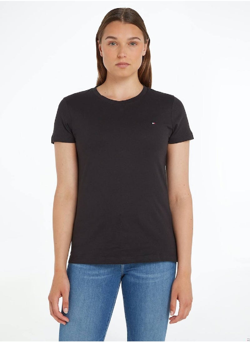TOMMY HILFIGER Women's Heritage Crew Neck T-Shirt, Black  - Image 1