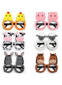 Faisichocalato 6Pcs Farm Animal Glasses Barnyard Party Favors Eyeglasses Frame Creative Funny Eyewear Costume Birthday Party Supplies  - Image 2