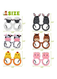 Faisichocalato 6Pcs Farm Animal Glasses Barnyard Party Favors Eyeglasses Frame Creative Funny Eyewear Costume Birthday Party Supplies  - Image 3