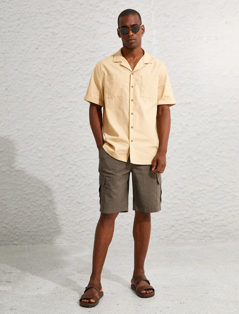 كوتون Linen Blend Cargo Chino Shorts