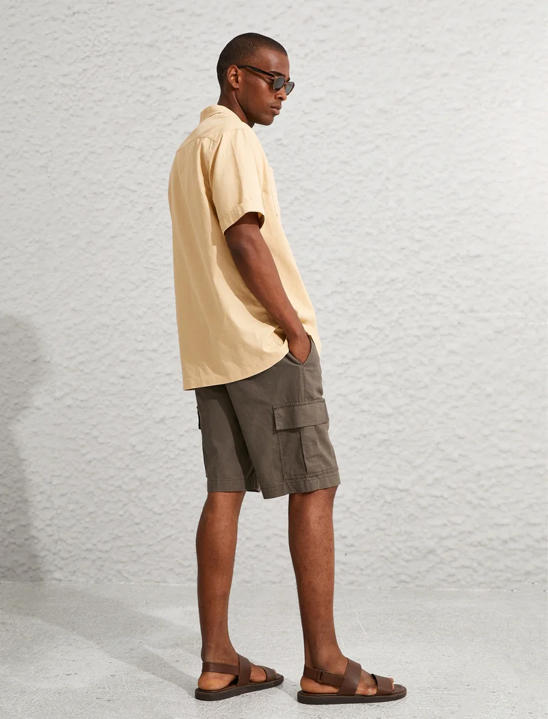 كوتون Linen Blend Cargo Chino Shorts