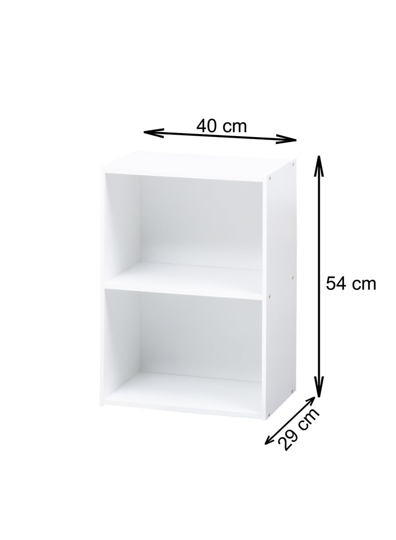 WT-EASYCARE 2-Tier Engineered Wood Open Shelf- White | Double-Layered Engineered Wood Shelves | Wooden Organizer | Open Wooden Cabinet with Shelves | Wooden Display Shelf|Book Shelf - Image 3