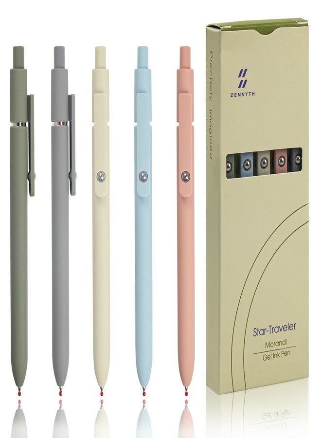 ELANE 5 Pcs 0.5mm Pens Quick Dry Black Ink Colorful Gel Pens Fine Point Smooth Writing Pens for Journaling Gifts for Doctor Nurse Teacher Students(morandi) - Image 1