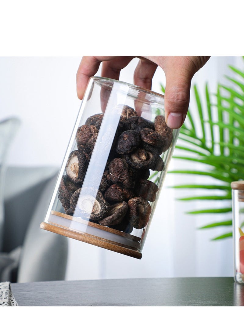 6 Pack Glass Jars, 250ml Airtight Food Storage Containers Spice Jars with Bamboo Lids, Clear Cups Stackable Kitchen Canisters Food Storage Bottles for Rice Tea Spice Coffee and Dry Goods (6pcs × 250ml / 6.5×10cm) - Image 3