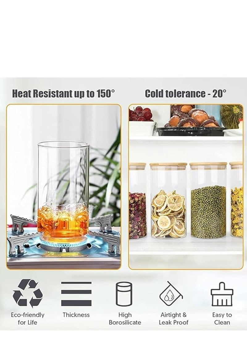 6 Pack Glass Jars, 250ml Airtight Food Storage Containers Spice Jars with Bamboo Lids, Clear Cups Stackable Kitchen Canisters Food Storage Bottles for Rice Tea Spice Coffee and Dry Goods (6pcs × 250ml / 6.5×10cm) - Image 4