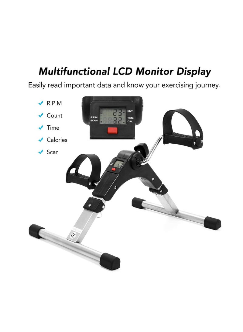 CityRiya-Long Folding Fitness Pedal Stepper with LCD Display,Adjustable Resistance Home Exerciser, Indoor Cycling Bike Stepper for Home Office Gym,Compact Foldable Design, Non-Slip Foot Pedals, Portable Workout Machine  - Image 4