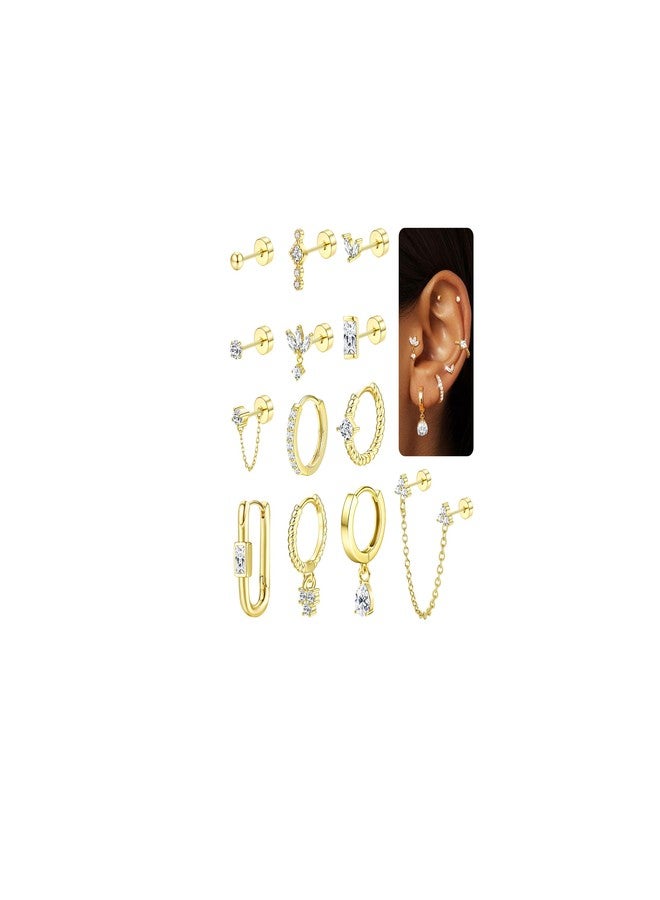 ORAZIO 20G Helix Piercing Jewelry Flat Back Cartilage Earrings for Women Surgical Stainless Steel Hypoallergenic Hoop Stud Earrings Set Tragus Helix Piercing Jewelry for Sensitive Ears Single Pc - Image 1