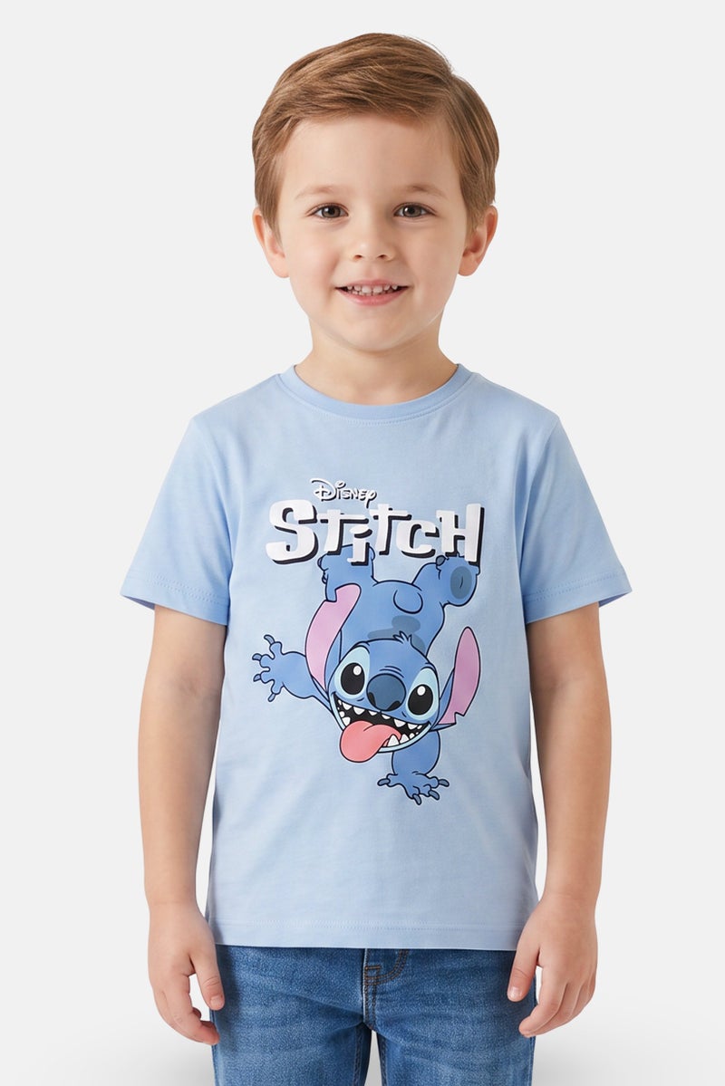 Disney Toddlers Boy Lilo And Stictch Short Sleeve Top, Dusty Blue - Image 1