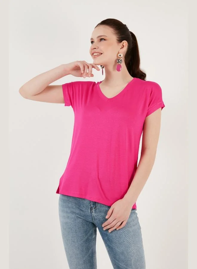 Lela  Lela V-Neck Relaxed Fit Blouse with Slit Detail, 2-Pack, Women's Blouse 5862000S2 for Women | Best Price UAE