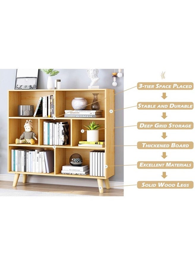 fashionhome - 3-Tier Floor Standing Display Cabinet Rack Wooden Open Shelf Horizontal Bookcase 100x24x107 cm - Image 1
