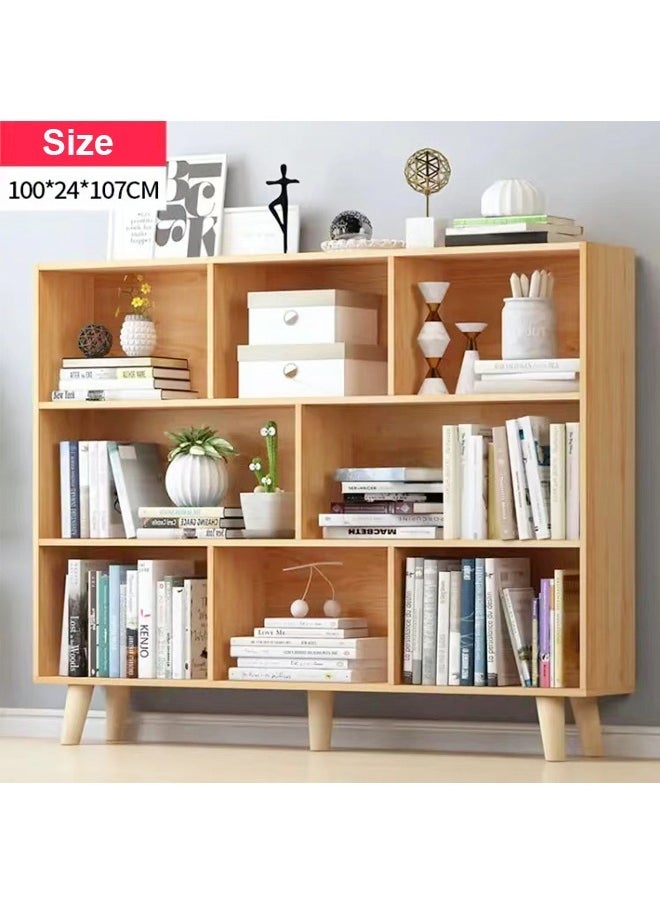 fashionhome - 3-Tier Floor Standing Display Cabinet Rack Wooden Open Shelf Horizontal Bookcase 100x24x107 cm - Image 1