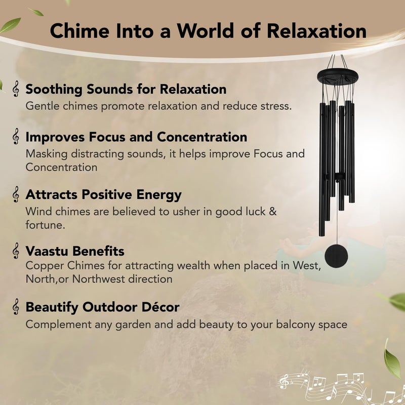 Ekhasa Positive Energy Aluminium Wind Chimes for Home Balcony Outdoor Garden Decoration Windchimes Bells for Vastu Feng Shui Serene Music Sound Positive Vibes Deep Tone Windchime for Gift - Image 2