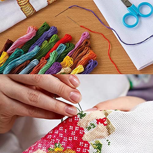 CROSSDECOR Stamped Cross Stitch Kits Beginners Full Range of Crossstitching Preprinted Kits Pattern for Kids or Adults, DIY Needlepoint Embroidery Craft Kits 11CT 3 Strands-15×20.5 inch，Blooming Flowers - Image 5