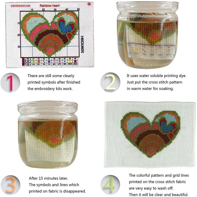 CROSSDECOR Stamped Cross Stitch Kits Beginners Full Range of Crossstitching Preprinted Kits Pattern for Kids or Adults, DIY Needlepoint Embroidery Craft Kits 11CT 3 Strands-15×20.5 inch，Blooming Flowers - Image 4