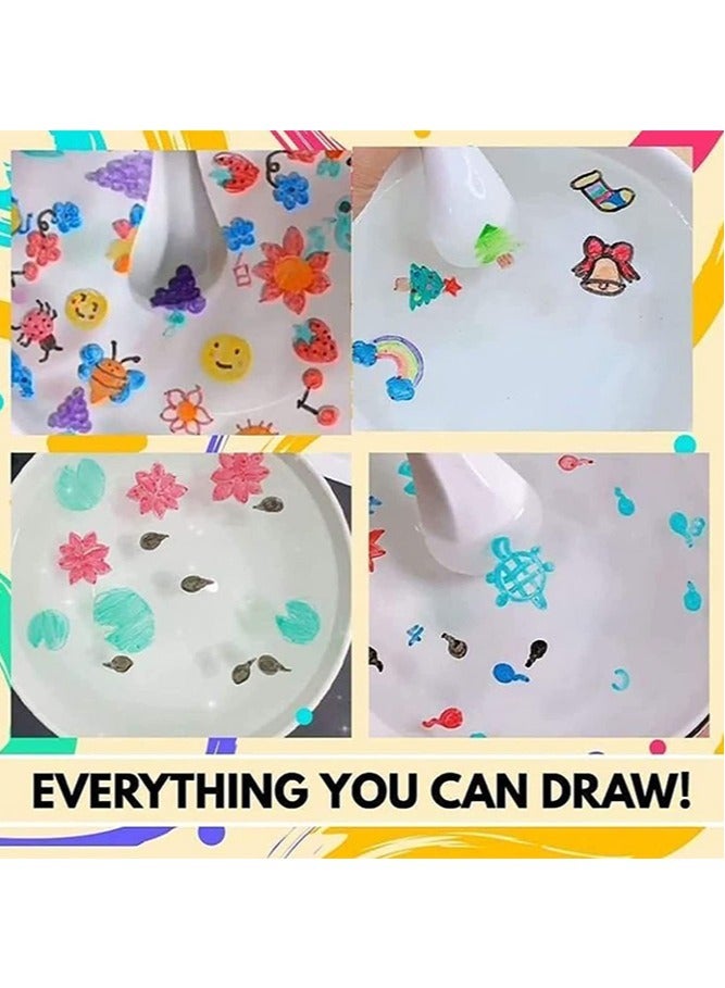 8 Colors Magical Water Painting Pen with Spoons, Magic Drawing Pen Bundle, Kiddies Create Magic Pen Erasable Doodle Water Floating Ink Drawings Set, Water Marker Gifts for Boys and Girls Kids Drawing