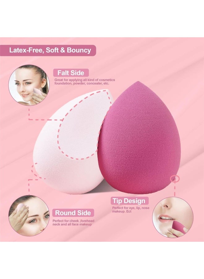 Makeup Sponge Set Blender Sponges 14 Pcs for Liquid Cream, and Powder Latex Free Multi-colored Sponges for Makeup Application with Storage Box Pink Gifts - Image 3