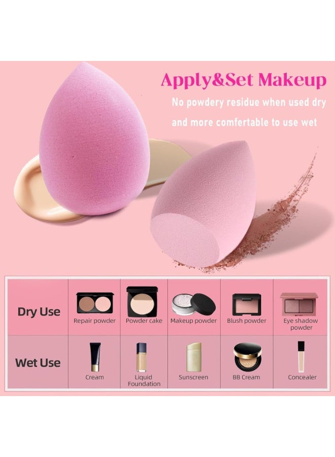 Makeup Sponge Set Blender Sponges 14 Pcs for Liquid Cream, and Powder Latex Free Multi-colored Sponges for Makeup Application with Storage Box Pink Gifts - Image 4