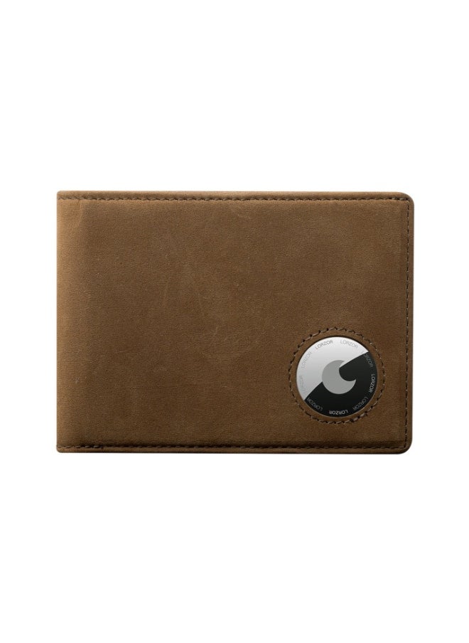 LORZOR LORZOR Mens Bifold Wallet Full Grain Leather AirTag Wallet for Men, RFID Blocking Minimalist Front Pocket Air Tag Wallet, ID Window, up to 12 Cards  - Image 3