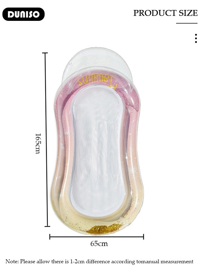 DUNISO Inflatable Pool Lounger and Raft Pink Floating Row Swimming Inflatable Pool Float for Adults Lounger Floats Rafts Floating Chair Pool Float Water Lounger Water Inflatable Bed Inflatable Rafts for Summer Pool,Tanning,Beach,Lake and Party - Image 2