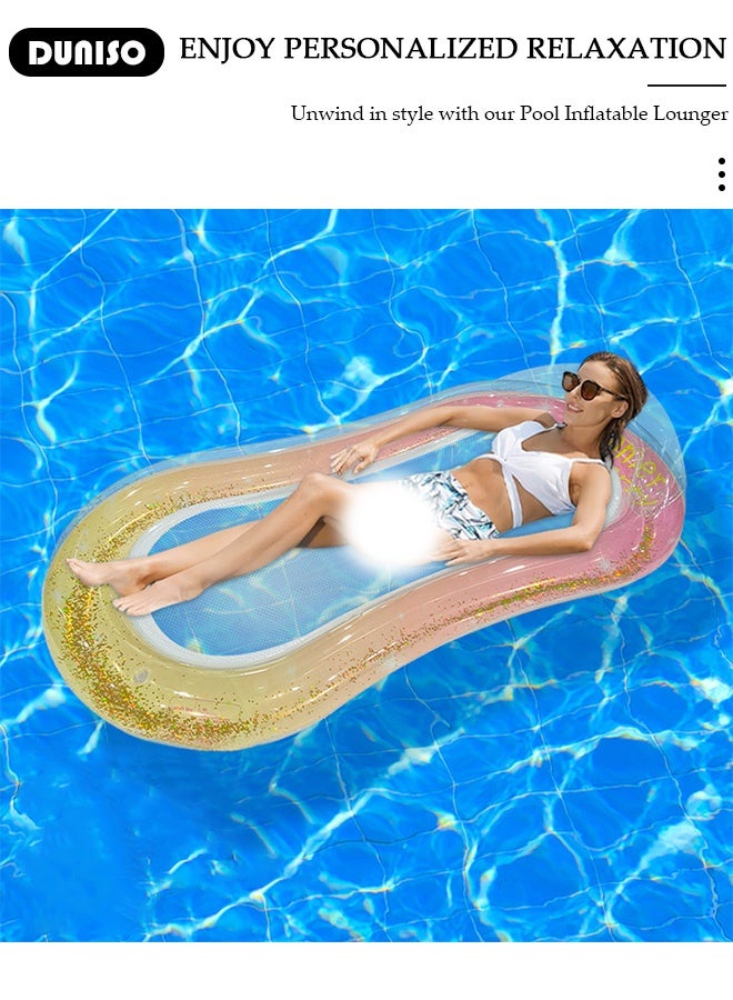 DUNISO Inflatable Pool Lounger and Raft Pink Floating Row Swimming Inflatable Pool Float for Adults Lounger Floats Rafts Floating Chair Pool Float Water Lounger Water Inflatable Bed Inflatable Rafts for Summer Pool,Tanning,Beach,Lake and Party - Image 3