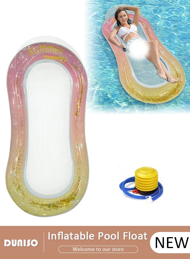 DUNISO Inflatable Pool Lounger and Raft Pink Floating Row Swimming Inflatable Pool Float for Adults Lounger Floats Rafts Floating Chair Pool Float Water Lounger Water Inflatable Bed Inflatable Rafts for Summer Pool,Tanning,Beach,Lake and Party - Image 1