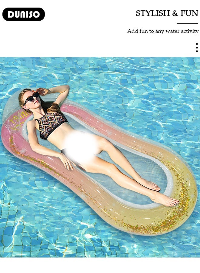 DUNISO Inflatable Pool Lounger and Raft Pink Floating Row Swimming Inflatable Pool Float for Adults Lounger Floats Rafts Floating Chair Pool Float Water Lounger Water Inflatable Bed Inflatable Rafts for Summer Pool,Tanning,Beach,Lake and Party - Image 4