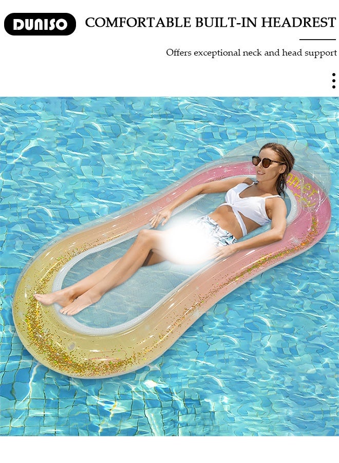 DUNISO Inflatable Pool Lounger and Raft Pink Floating Row Swimming Inflatable Pool Float for Adults Lounger Floats Rafts Floating Chair Pool Float Water Lounger Water Inflatable Bed Inflatable Rafts for Summer Pool,Tanning,Beach,Lake and Party - Image 5
