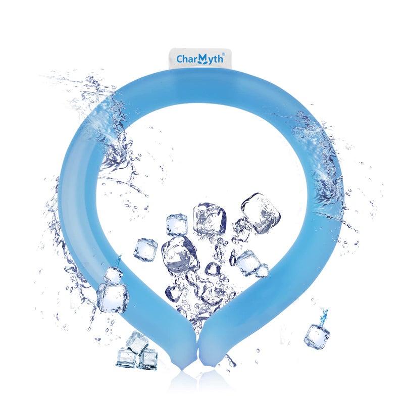 Charmyth Neck Cooling Tube Reusable Ice Cooler Ring Instant Cooling Below 15°C (59°F) Portable Neck Wrap for Summer Outdoor & Indoor Use Heat Relief & Comfort (Blue) - Image 1