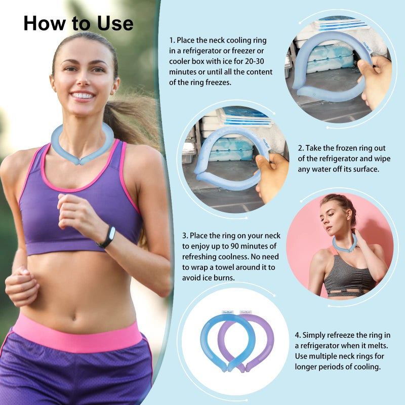 Charmyth Neck Cooling Tube Reusable Ice Cooler Ring Instant Cooling Below 15°C (59°F) Portable Neck Wrap for Summer Outdoor & Indoor Use Heat Relief & Comfort (Blue) - Image 4