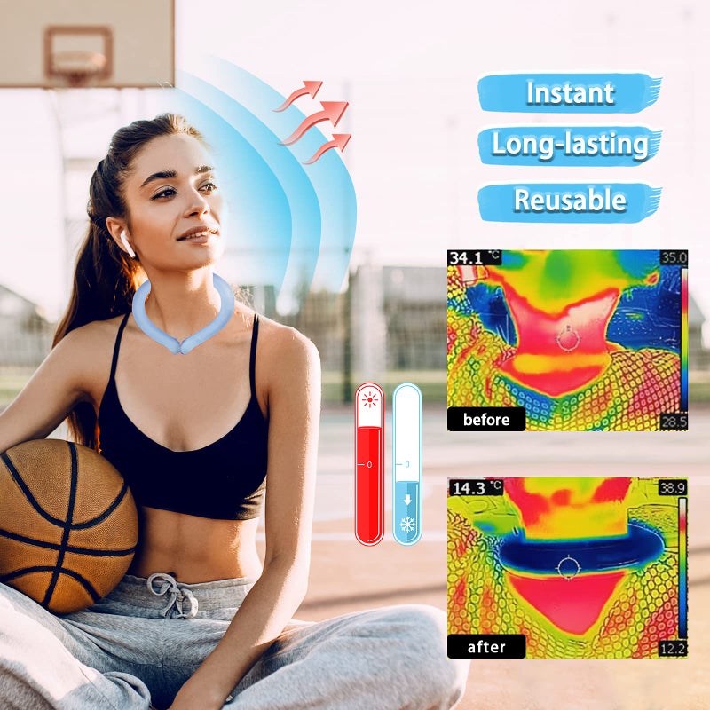 Charmyth Neck Cooling Tube Reusable Ice Cooler Ring Instant Cooling Below 15°C (59°F) Portable Neck Wrap for Summer Outdoor & Indoor Use Heat Relief & Comfort (Blue) - Image 2
