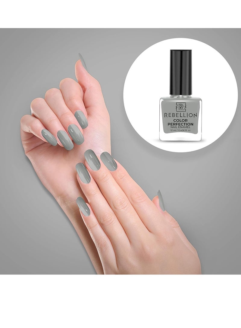 Rebellion Color Perfection Nail Enamel 12ml Grey Tempting Gray RG34 - Image 3