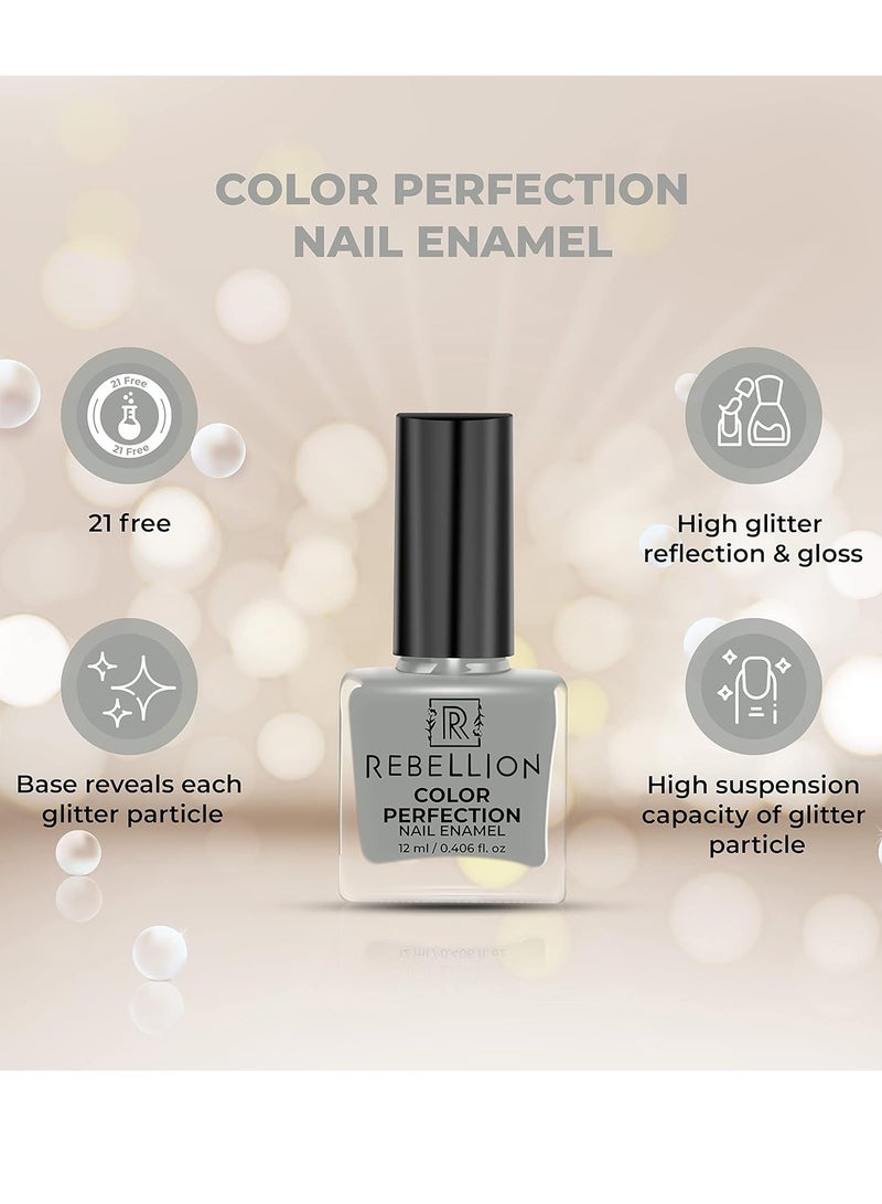 Rebellion Color Perfection Nail Enamel 12ml Grey Tempting Gray RG34 - Image 4