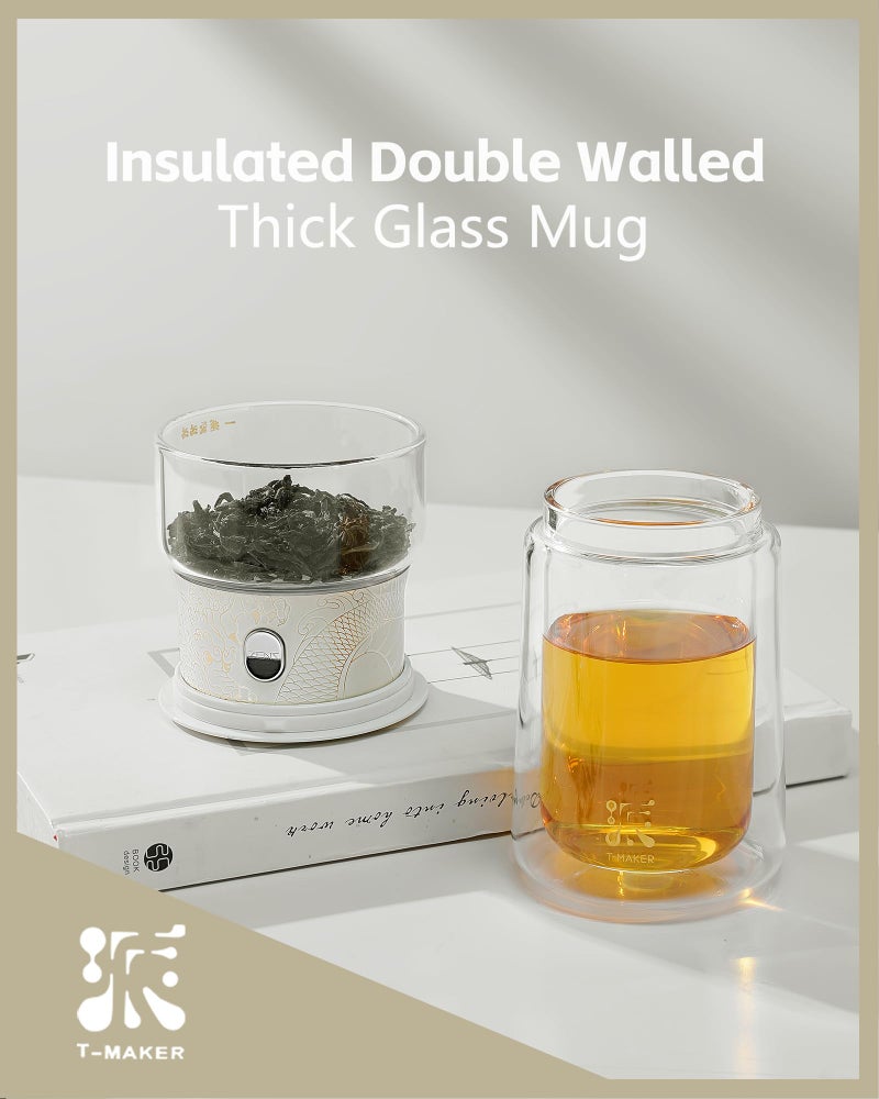 ZENS Cool Glass Teapot with Infuser, Smart One Touch Tea Maker for Loose Tea Diffusers with Insulated Mug and Portable Tea Kits, Enchanted Teapot Alternatives for Tea Lover Gifts - Image 4