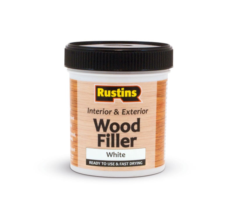 RUSTINS Acrylic Wood Filler, White, 250 ml - Multi-Purpose Wood Repair Compound for Cracks, Gaps, & Surface Imperfections – Quick-Drying, Sandable, & Paintable for Interior & Exterior Use - Image 1