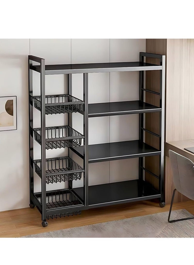 Generic Kitchen Storage Shelf with Mesh Baskets, Metal Frame Serving Cart with Wheels, Rolling Baker’s Rack with Adjustable Shelves, for Kitchen Bathroom Living Room Office, B1  - Image 1
