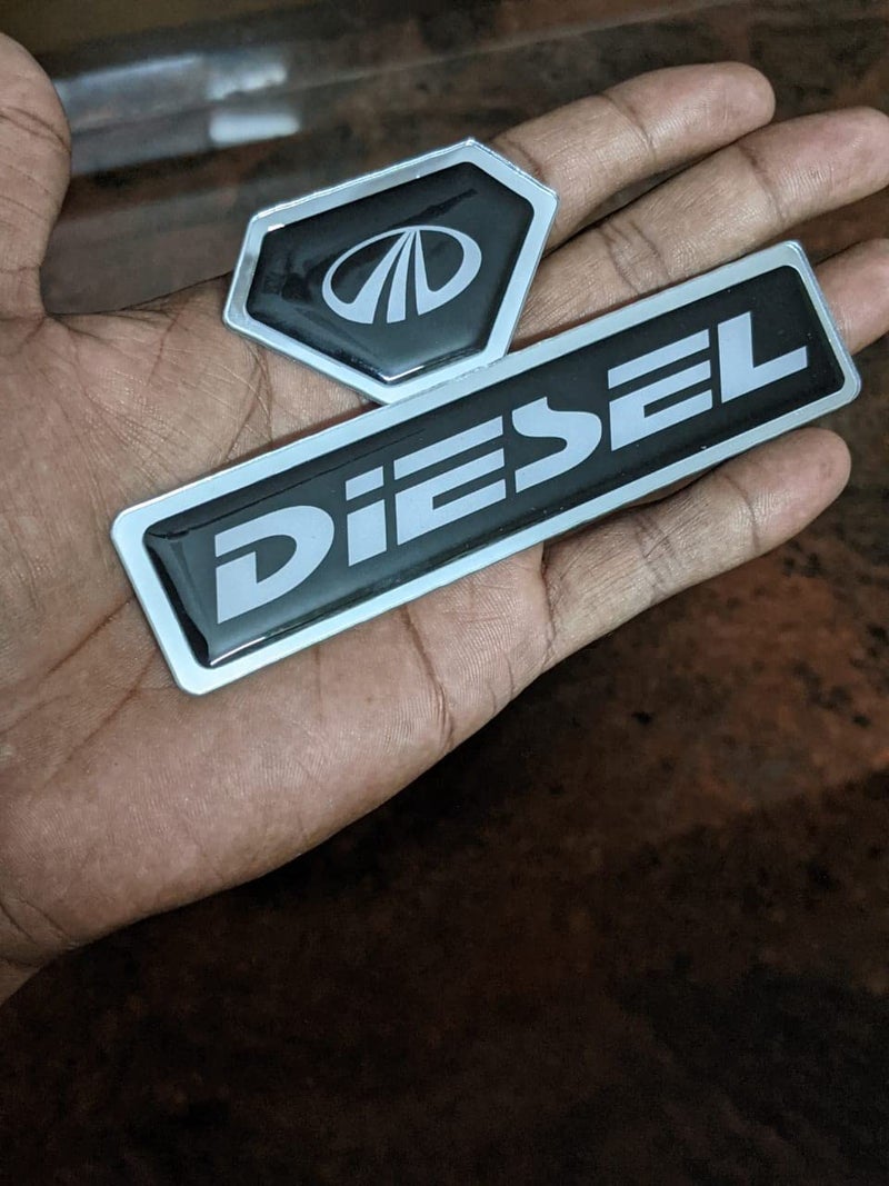 BIG FLAG BFRC 3D Gel Finish Car Fuel Badge - Black - Diesel - Sticker Universal for Specific Brand (FBBDVAR) (MAH1NDRA) - Image 1