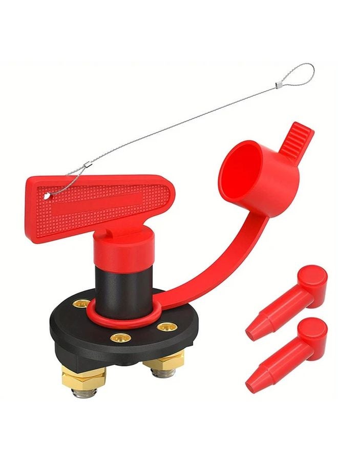 قطعة واحدة مفتاح فصل بطارية 12 فولت 24 فولت مع أغطية أطراف مطاطية معزولة لقطع التيار الكهربائي - Image 1