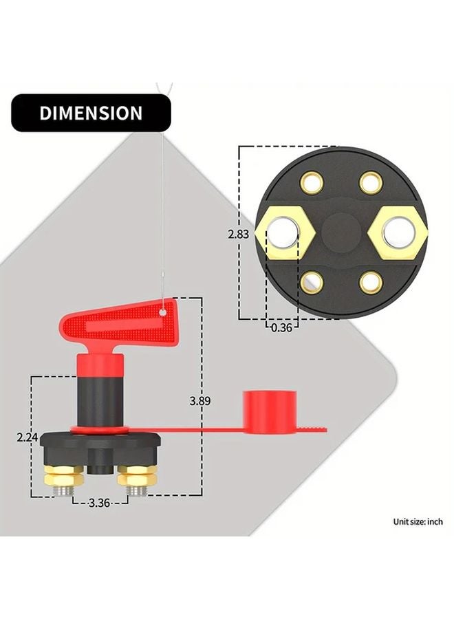 قطعة واحدة مفتاح فصل بطارية 12 فولت 24 فولت مع أغطية أطراف مطاطية معزولة لقطع التيار الكهربائي - Image 3