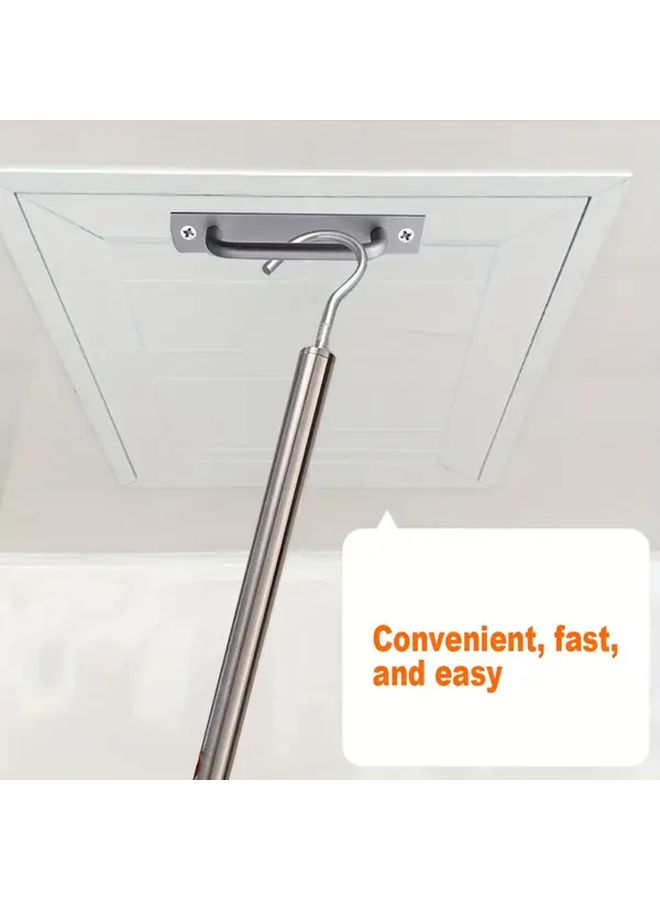 White Telescopic Rod With Aluminum Handle Steels Hook For Attic Closet - Image 5
