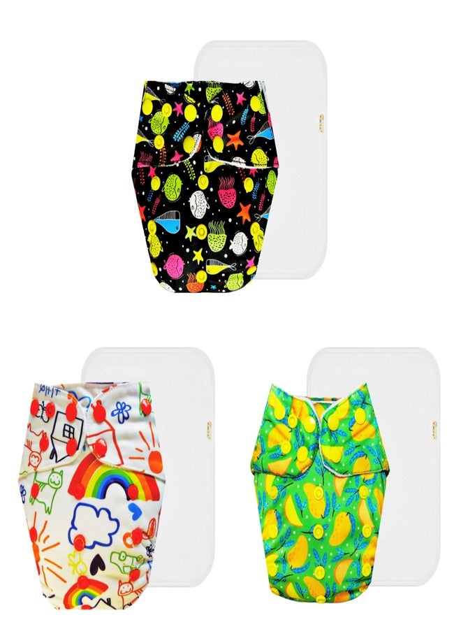 Dumbledo Premium Cloth Diaper with Cotton Insert (Pack of 3) | Hypoallergenic | Leakproof | Quick Dry | Worry-Free Diapering | 3 Months - 3 Years | Unisex Baby - Image 1