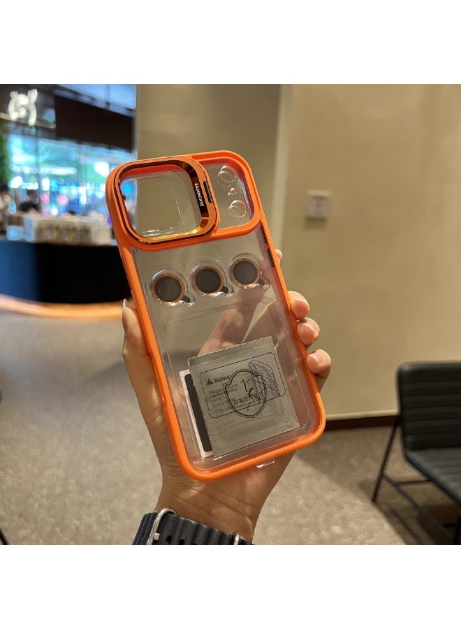 For iPhone 17 Pro Max Magnetic Case with Kickstand, [Compatible with MagSafe] Built in Stash Stand Clear Shockproof Soft Cover Camera Lens Protection Case for iPhone 17 Pro Max 6.9", Orange