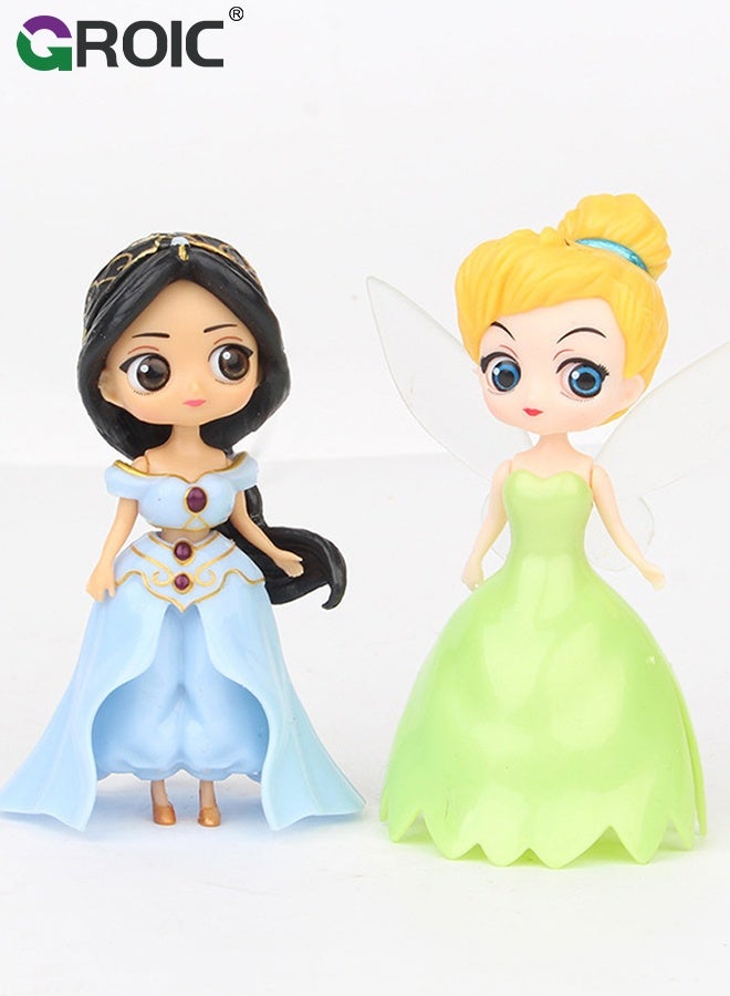 18 Pcs Princess Dolls And Dresses Set, 3.1'' Princess Action Figures, 6 Princesses with 18 Pieces of Clothing, Princess Transformable Toys Decoration Fun Play, Party Favors, Classroom Prizes for Girls