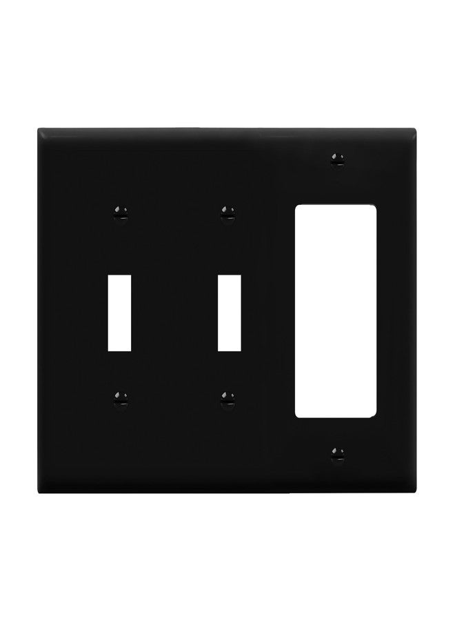 ENERLITES Combination Triple Light Switch Plate, Double Toggle/Single Decorator Switch, Standard Size 3-Gang 4.5" x 6.38", Polycarbonate Thermoplastic, 881231-BK, Black - Image 1
